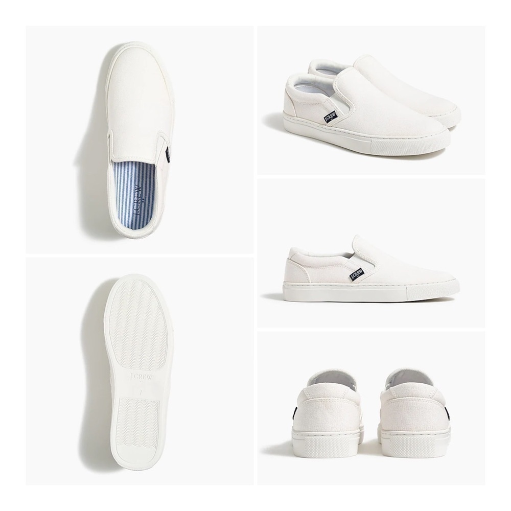 J. CREW Factory Road Trip White Canvas Slip-On Sneakers